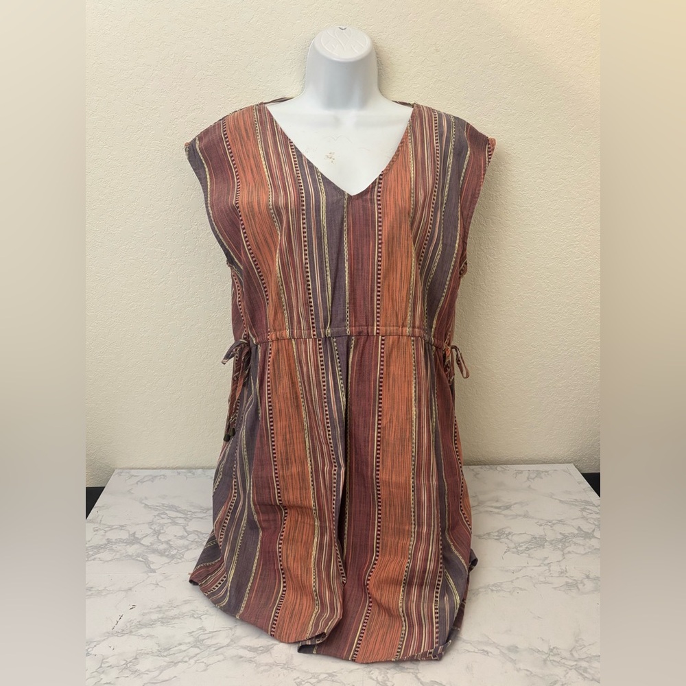 Spirit Of Grace Striped High Low Wrap Dress Size Medium Waist Tie Sleeveless